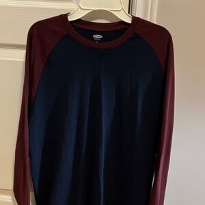 Old Navy Men's Long Sleeve Tee - Navy and Maroon
